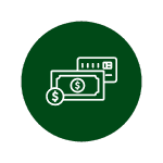 Icon Zahlung weiß in dunkelgrünem Kreis