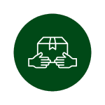 Icon Abholung weiß in dunkelgrünem Kreis